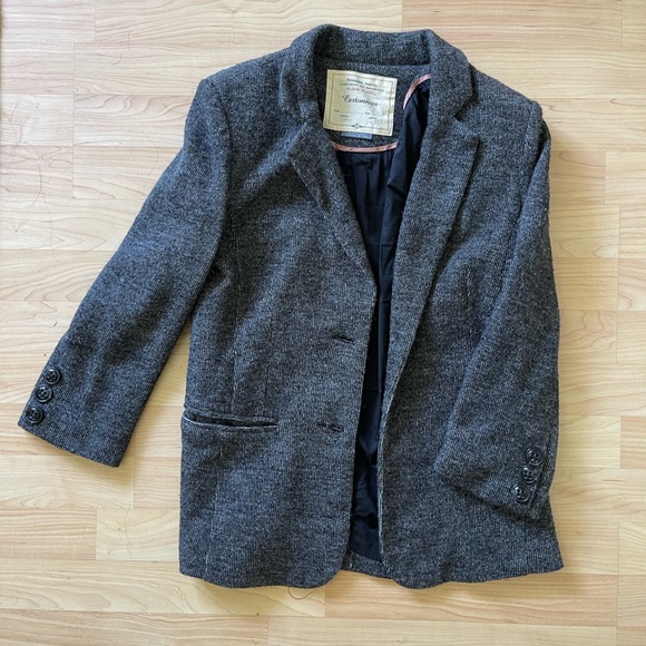 grey wool lined anthropologie blazer - Picture 1 of 4
